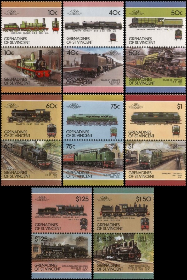 1987 Leaders of the World 7th Series Locomotives Stamps 1987 Leaders of the World 7th Series Locomotives Stamps